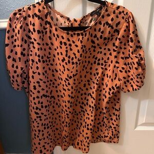 Papermoon Rust Spot Print Puff Sleeve Blouse